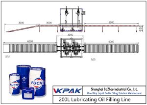 Línea automática de llenado de aceite lubricante 200L